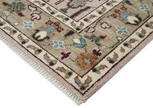 10x14 Rose, Moss, Blue Color Hand Knotted Oushak Wool Transitional Oriental Rug