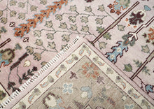 10x14 Rose, Moss, Blue Color Hand Knotted Oushak Wool Transitional Oriental Rug