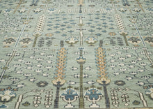 10x14 Celadon, Beige, Green Color Hand Knotted Oushak Wool Transitional Oriental Rug