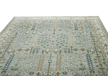 10x14 Celadon, Beige, Green Color Hand Knotted Oushak Wool Transitional Oriental Rug