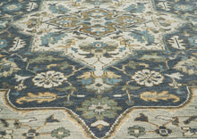 10x14 Slate, Blue, Beige Color Hand Knotted Oushak Wool  Oriental Rug