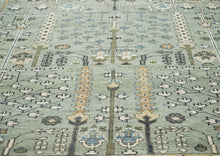 10x14 Celadon, Beige, Green Color Hand Knotted Oushak Wool Transitional Oriental Rug