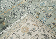 10x14 Celadon, Beige, Green Color Hand Knotted Oushak Wool Transitional Oriental Rug