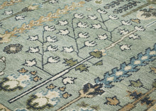 10x14 Celadon, Beige, Green Color Hand Knotted Oushak Wool Transitional Oriental Rug