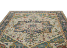 10x14 Beige, Mint, Slate Color Hand Knotted Oushak Wool  Oriental Rug