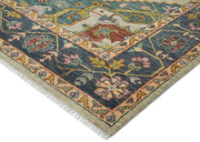 10x14 Beige, Mint, Slate Color Hand Knotted Oushak Wool  Oriental Rug