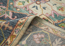 10x14 Beige, Mint, Slate Color Hand Knotted Oushak Wool  Oriental Rug