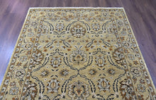 6x9 Pistachio, Brown, Black Color Hand Knotted Oushak Wool Traditional Oriental Rug