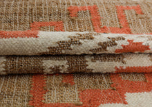 Multi Size Tan Orange Ivory Color Hand Woven Kilim Jute Southwestern Oriental Rug