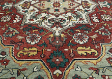 10x14 Rust, Mint, Ivory Color Hand Knotted Oushak Wool  Oriental Rug