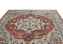 10x14 Rust, Mint, Ivory Color Hand Knotted Oushak Wool  Oriental Rug