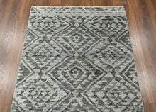 3'10''x5'8'' Hand Knotted Wool Dark Gray, Silver Oushak Southwestern Rug