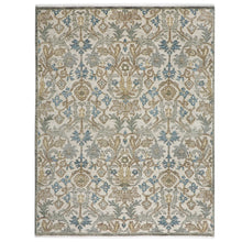 8x10 Beige, Blue, Gray Color Hand Knotted Oushak Wool Transitional Oriental Rug