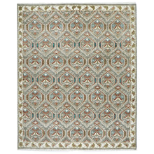 8x10 Gray, Ivory, Rust Color Hand Knotted Oushak Wool Transitional Oriental Rug