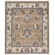 8x10 Mocha, Ivory, Slate Color Hand Knotted Oushak Wool Arts & Crafts Oriental Rug