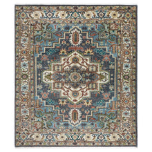 8x10 Blue, Ivory, Aqua Color Hand Knotted Oushak Wool Traditional Oriental Rug
