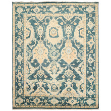 7'10''x10'4'' Hand Knotted Wool Teal, Ivory Oushak Traditional Rug