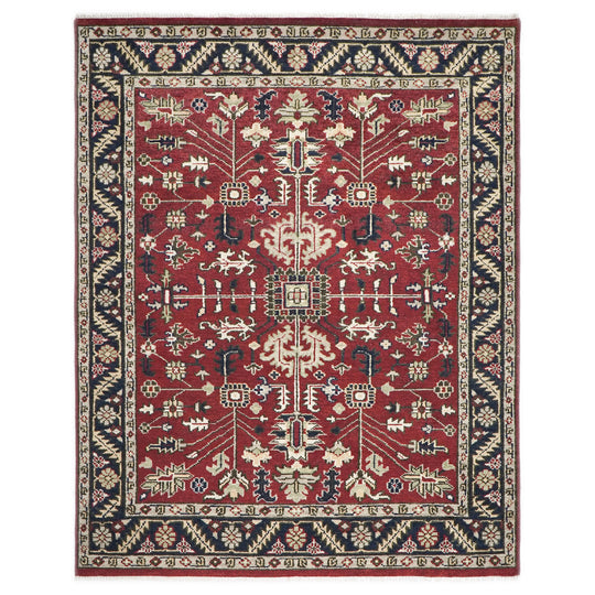 7'10''x9'11'' Hand Knotted Wool Rust, Gray Oushak Traditional Rug