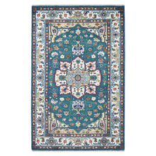 5x8 Turquoise, Ivory, Burnt Orange Go Color Hand Knotted Oushak Wool Traditional Oriental Rug