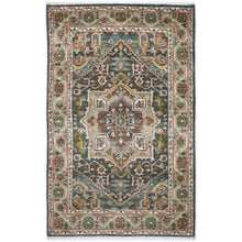 5x8 Gray, Aqua, Slate Color Hand Knotted Oushak Wool Traditional Oriental Rug