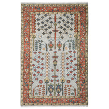 5x8 Gray, Blue, Burnt Orange Go Color Hand Knotted Oushak Wool Transitional Oriental Rug