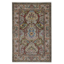 5x8 Moss, Gray, Rust Color Hand Knotted Oushak Wool Arts & Crafts Oriental Rug