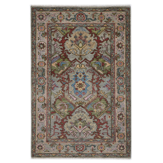 5x8 Hand Knotted Wool Moss, Gray Oushak Arts & Crafts Rug