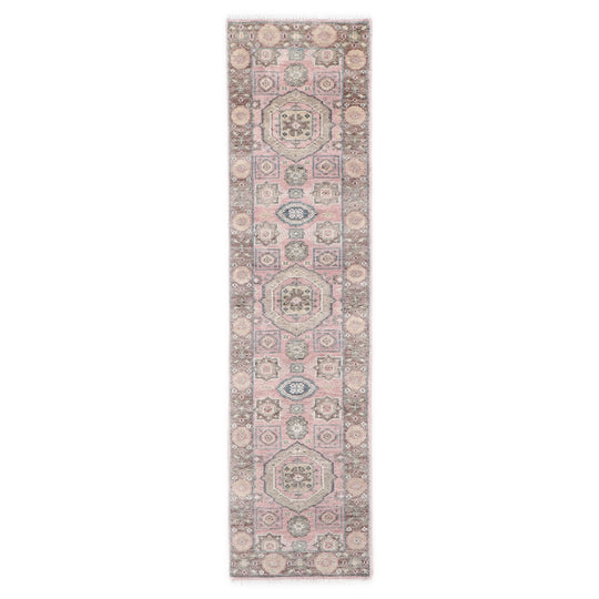 2'5''x10'1'' Runner Hand Knotted Wool Blush,Gray Oushak Transitional Rug