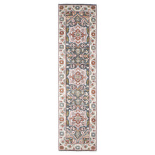 Runner Gray, Slate, Ivory Color Hand Knotted Oushak Wool Transitional Oriental Rug