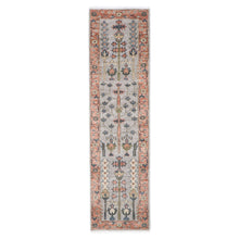 Runner Gray, Blush, Slate Color Hand Knotted Oushak Wool Transitional Oriental Rug