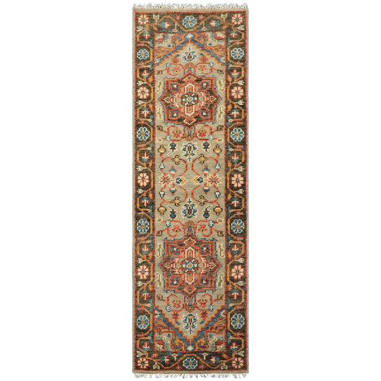2'5''x8 Runner Hand Knotted Wool Mint,Green Oushak Traditional Rug