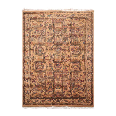 6x9 Gold, Rust Machine Made Wilton Weave 100% Wool Traditional Oriental Area Rug - Oriental Rug Of Houston
