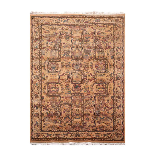 6x9 Gold, Rust Machine Made Wilton Weave 100% Wool Traditional Oriental Area Rug