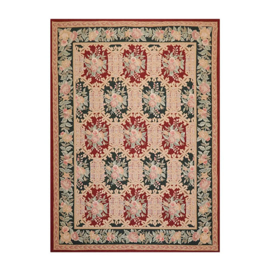 8x11 Red, Denim Hand Hooked 100% Wool Traditional Persian Oriental Area Rug
