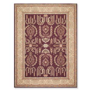 9x12 Aubergine Hand Hooked French Aubusson 100% Wool Traditional Oriental Area rug - Oriental Rug Of Houston