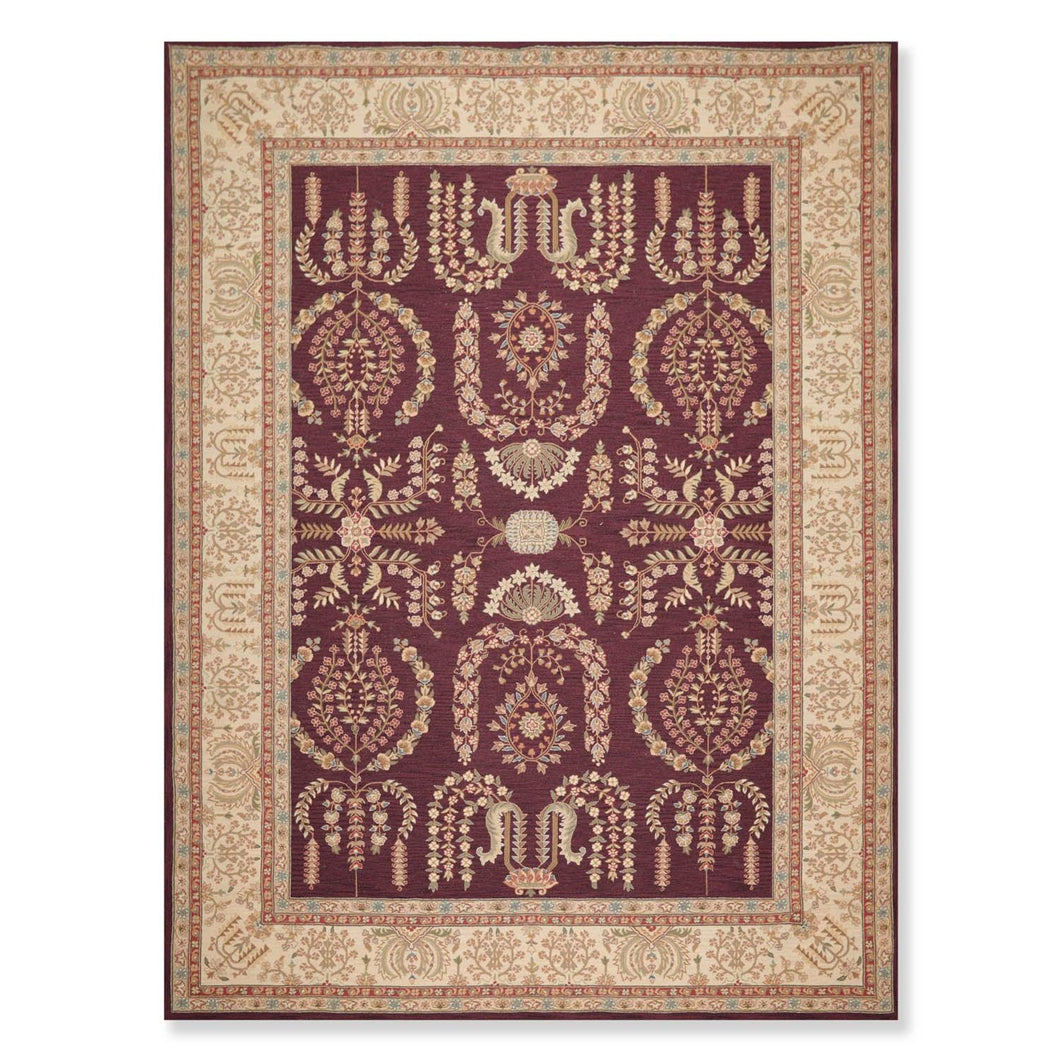 9x12 Aubergine Hand Hooked French Aubusson 100% Wool Traditional Oriental Area rug - Oriental Rug Of Houston