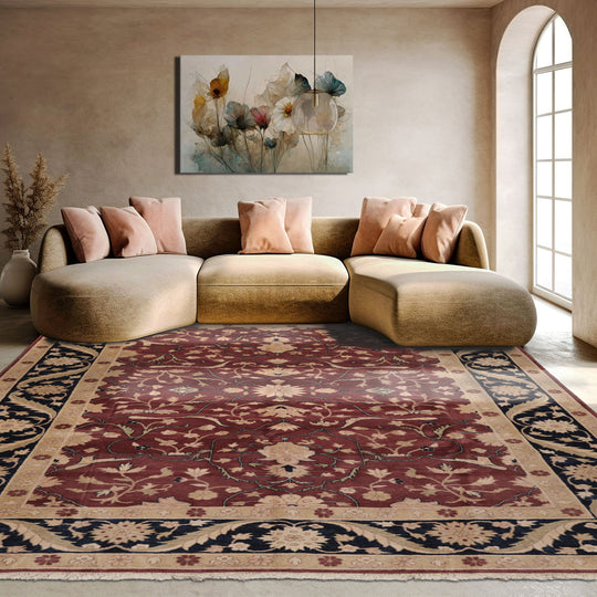 8'10"x11'8''  Red Hand Knotted Traditional Oriental Area Rug