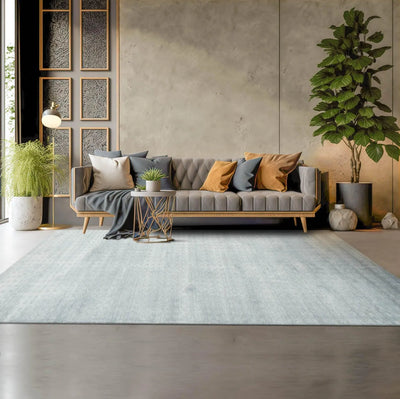 Multi Size Light Blue Hand Tufted Handmade 100% Wool Modern & Contemporary Oriental Area Rug - Oriental Rug Of Houston