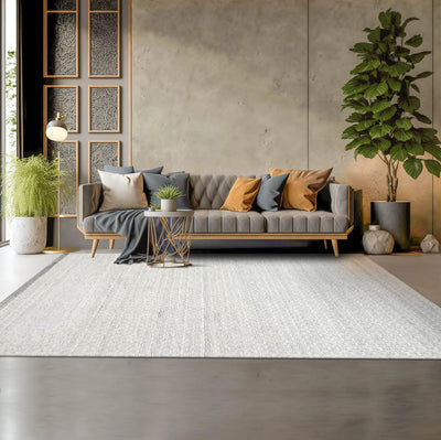 Multi Size Ivory, Grey Hand Tufted 100% Wool Modern & Contemporary Oriental Area Rug - Oriental Rug Of Houston