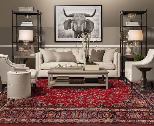 9x12 Red Hand Knotted Traditional Sarouk Wool Oriental Area Rug