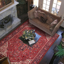 9'1" x 13'2" Masterpiece Hand Knotted Wool Authentic Herizz Oriental Area Rug Red with Orange Undertones - Oriental Rug Of Houston