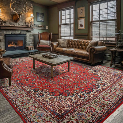 10x14 Burnt Orange, Ivory Hand Knotted Wool Authentic Tabrizz Persian Oriental Area Rug - Oriental Rug Of Houston