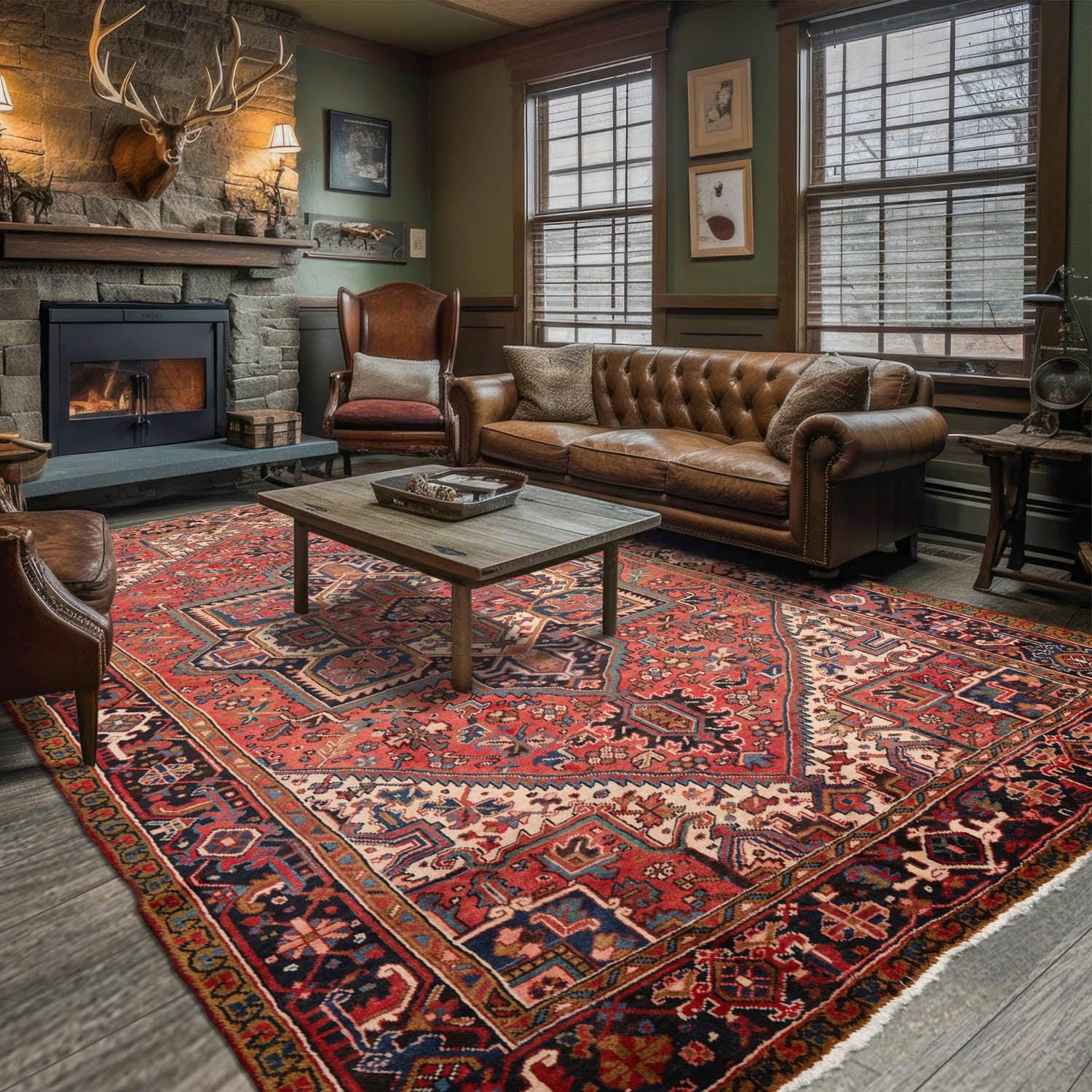 7'6" x 11'1" Early 20th century Antique Hand Knotted Wool Oriental Area Rug Apricot - Oriental Rug Of Houston