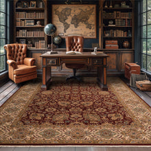 9'2" x 12' Hand Knotted 100% Wool Agra Superfine Oriental Area Rug Burgundy