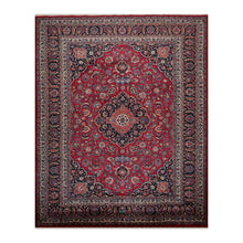 08' 04''x10' 10'' Ruby Red Black Ivory Color Hand Knotted Persian 100% Wool Traditional Oriental Rug