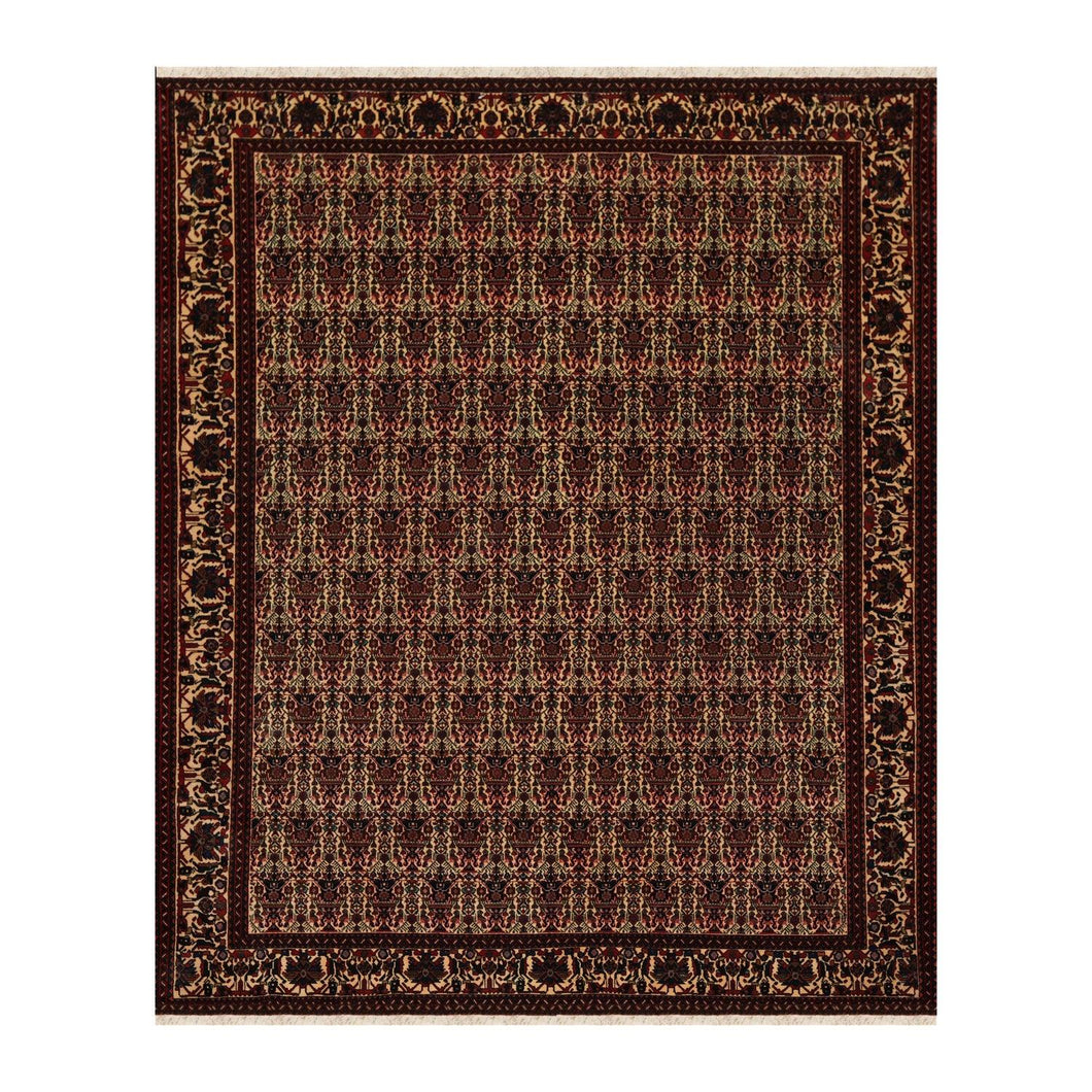 6x9 Ivory, Rust Hand Knotted 100% Wool Vase 200 KPSI Authentic Persian Oriental Area Rug - Oriental Rug Of Houston