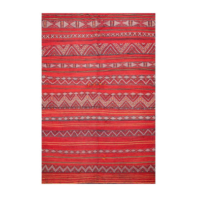 5x7 Rusty Red Caucasian Hand-Woven Wool Semi Antique Kilim Oriental Area Rug - Oriental Rug Of Houston