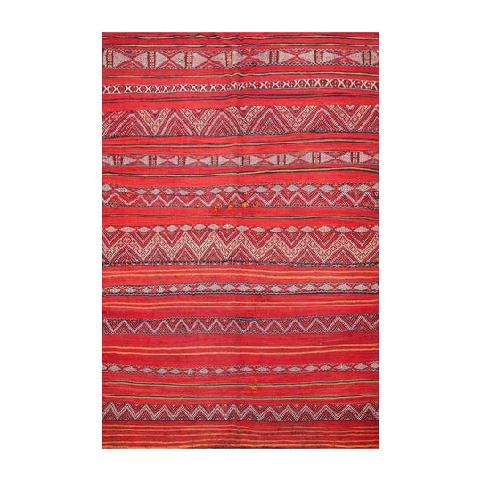 5x7 Rusty Red Caucasian Hand-Woven Wool Semi Antique Kilim Oriental Area Rug