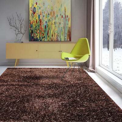Multi Size Chocolate, White Hand Made Shag Polyester Modern Oriental Area Rug - Oriental Rug Of Houston