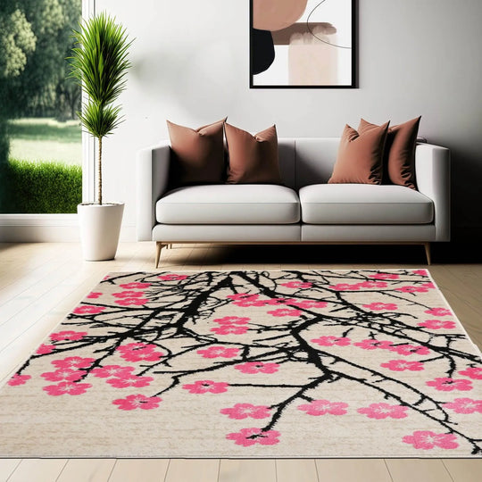 Multi Size Pink Turkish Fleur Modern & Contemporary Oriental Area Rug